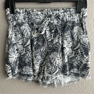 Rewash linen blend floral beach raw hem‎ pull-on shorts